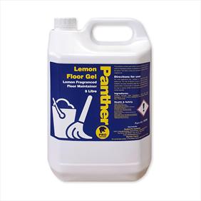 Panther Pro lemon floor gel 5 litre in white container with screw lid blue label with yellow writing