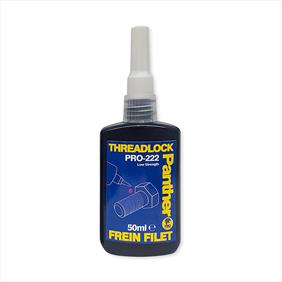 Panther Pro threadlock low strength 50ml in a black bottle with a white top blue label with yellow writing