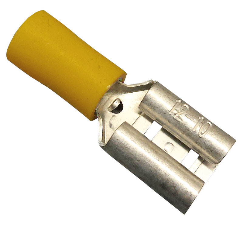 Yellow 6.3mm Female Push-on Tmnls Pk100