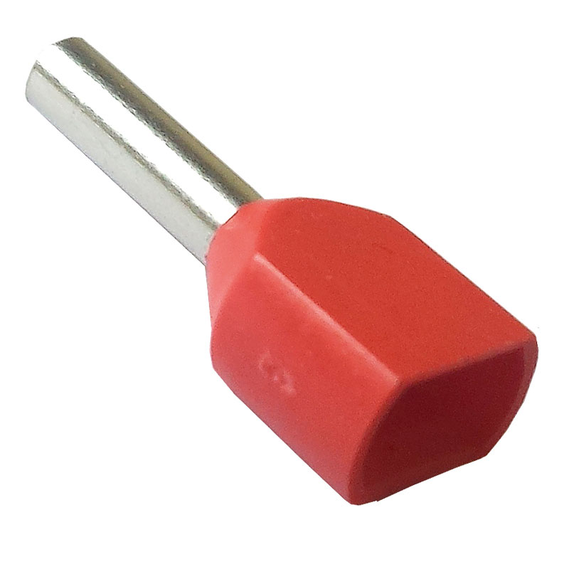 Twin Cd/End Tnl 1.0mm2 x8.0mm Red Pk100Twin Cord End Terminal Ferrule x100