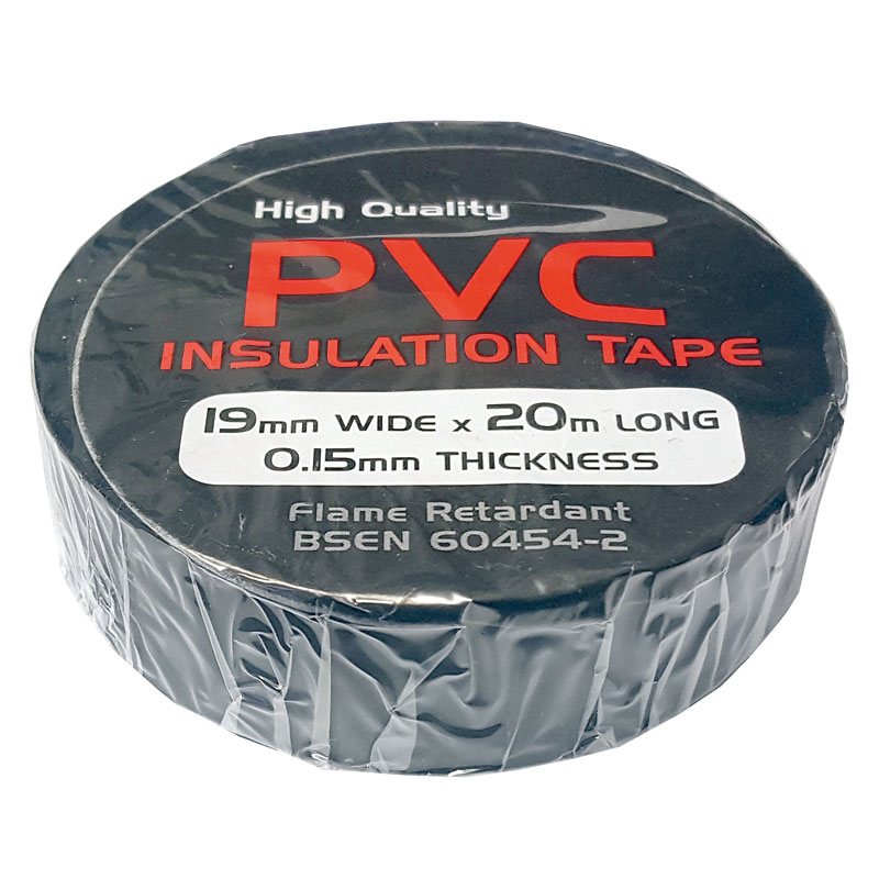 PVC Tape : 19mmx20m Roll - BLACK Pk10