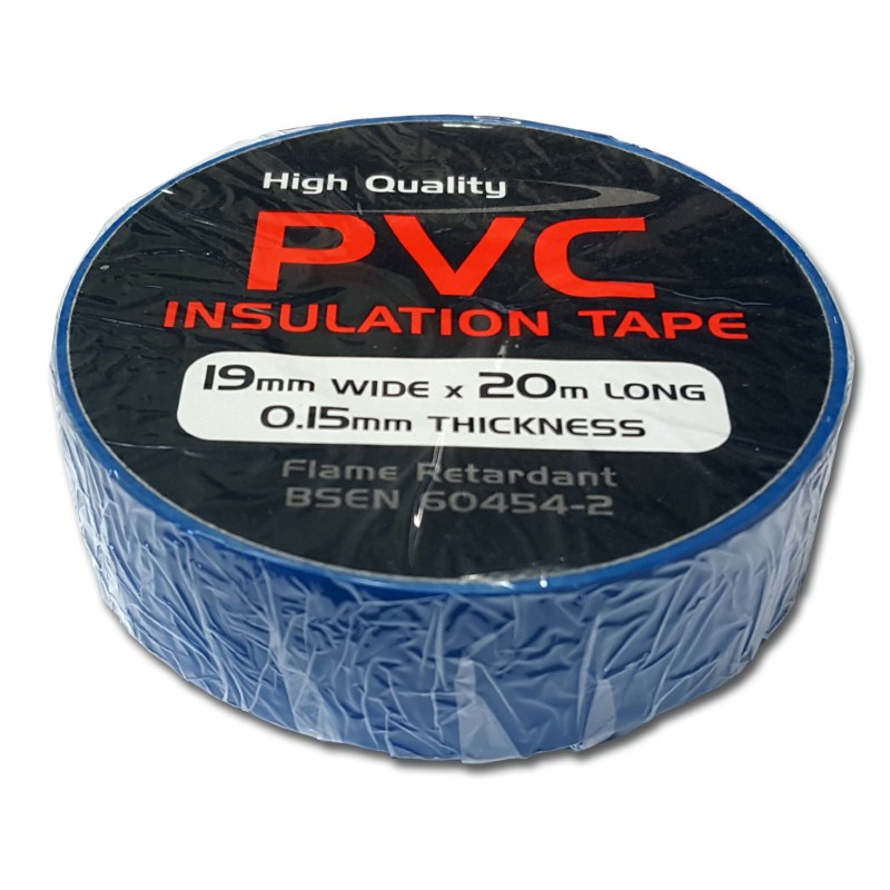 PVC Tape : 19mmx20m Roll - BLUE Pk10