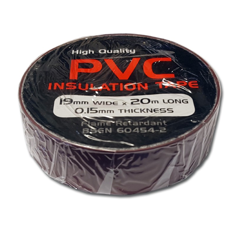 PVC Tape : 19mmx20m Roll - BROWN Pk10