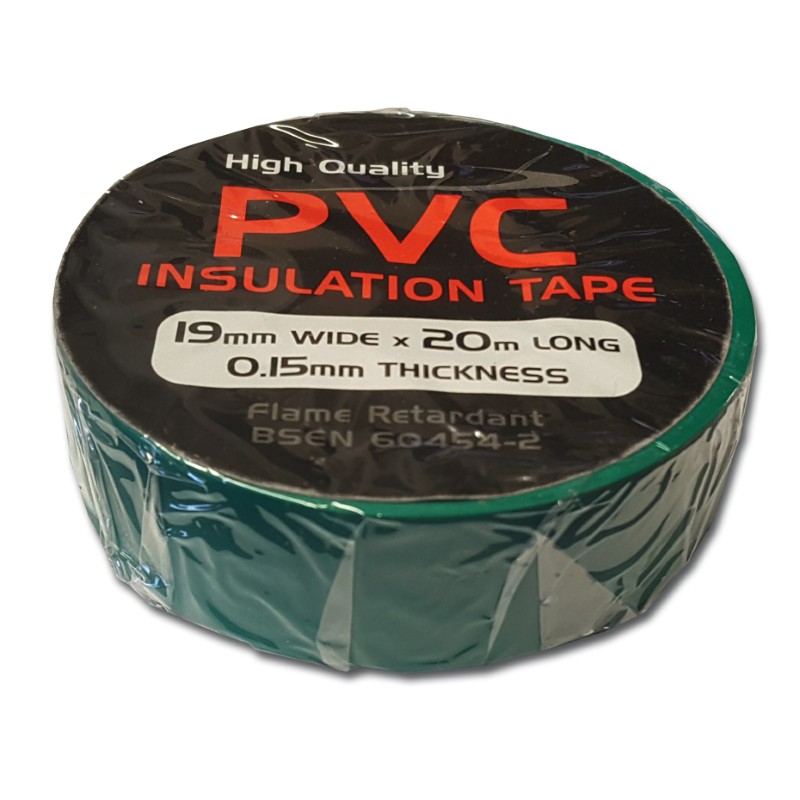 PVC Tape : 19mmx20m Roll - GREEN  Pk10