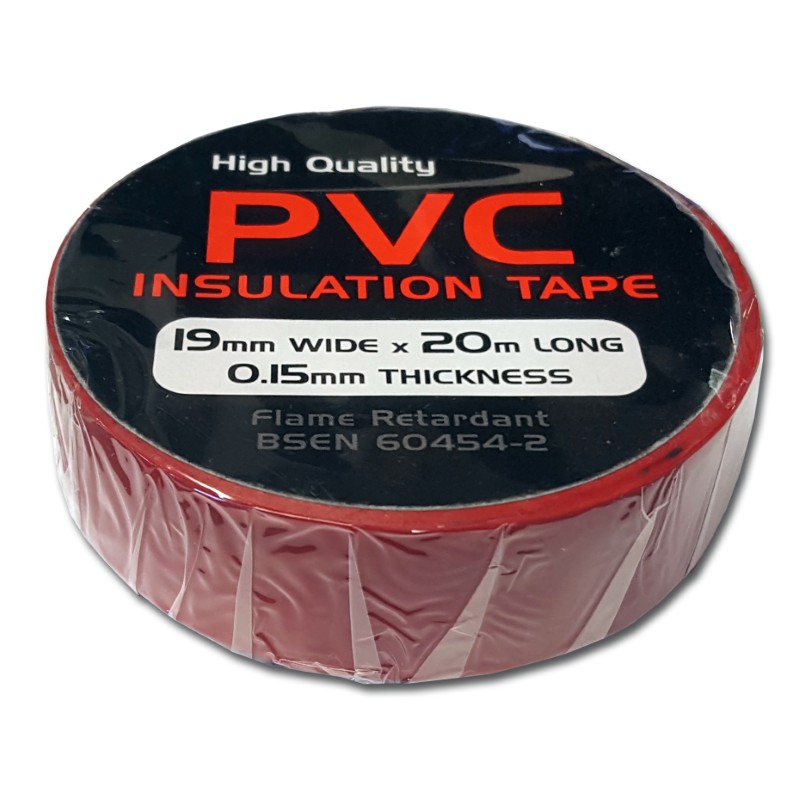 PVC Tape : 19mmx20m Roll - RED Pk10