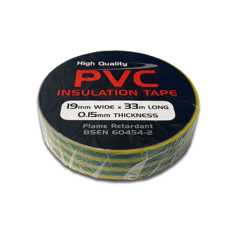 PVC Tape : 19mmx33m Roll - Grn/Yell Pk10
