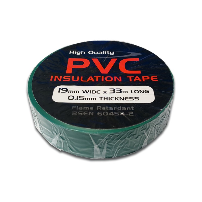 PVC Tape : 19mmx33m Roll - GREEN  Pk10