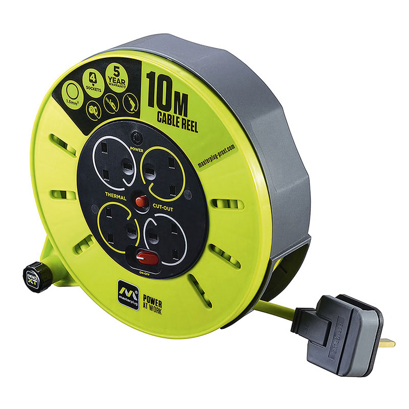 4 Soc 13Amp 10M Hi-Vis Cassette ReelThermal cut-out breaker