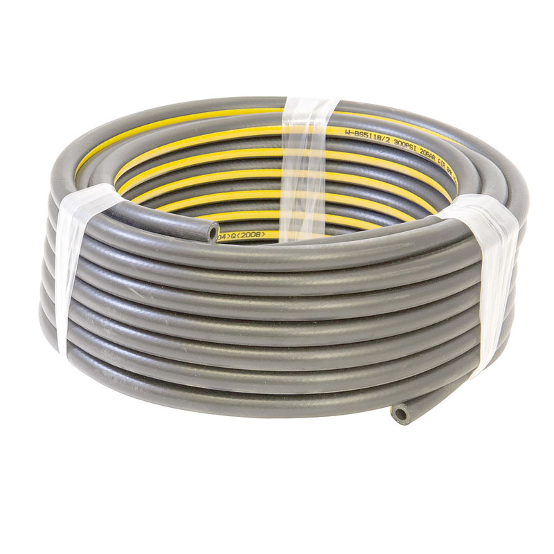 BLK Rubber YELL Stripe Air Hose 6mmIDx15M6mm ID x 15M / 300 PSI / 20 Bar