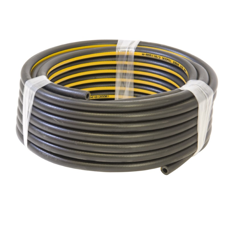 BLK Rubber YELL Stripe Air Hose 10mmIDx15M10mm ID x 15M / 300 PSI / 20 Bar