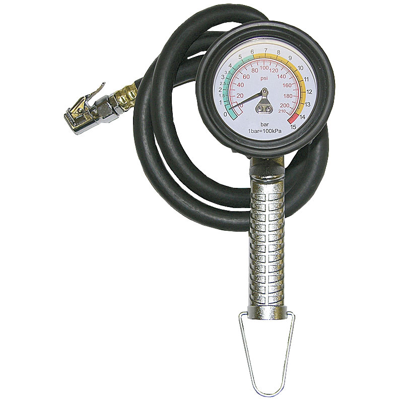 PCL Alloy Tyre Inflator (0.85m hose) Pk1Dial Face | Euro | Clip-on