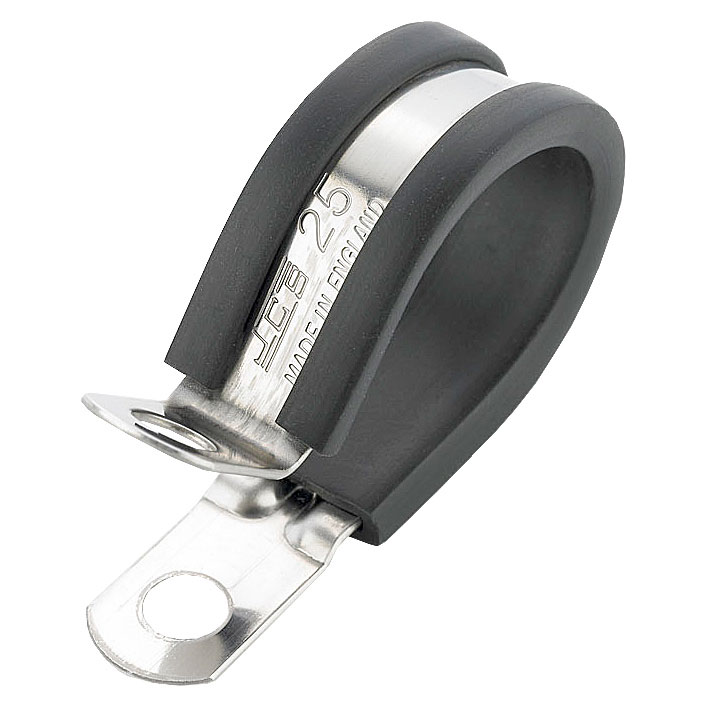 JCS Rubber-lined MS P Clip ( 5mm ) Pk5012mm Band x 6mm Hole