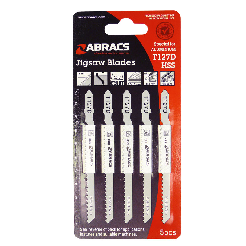 Jigsaw Blds T127D St/Cut 3mm T/Spacing Pk5HSS For ALUMINIUM / Metal Pipes & Profiles