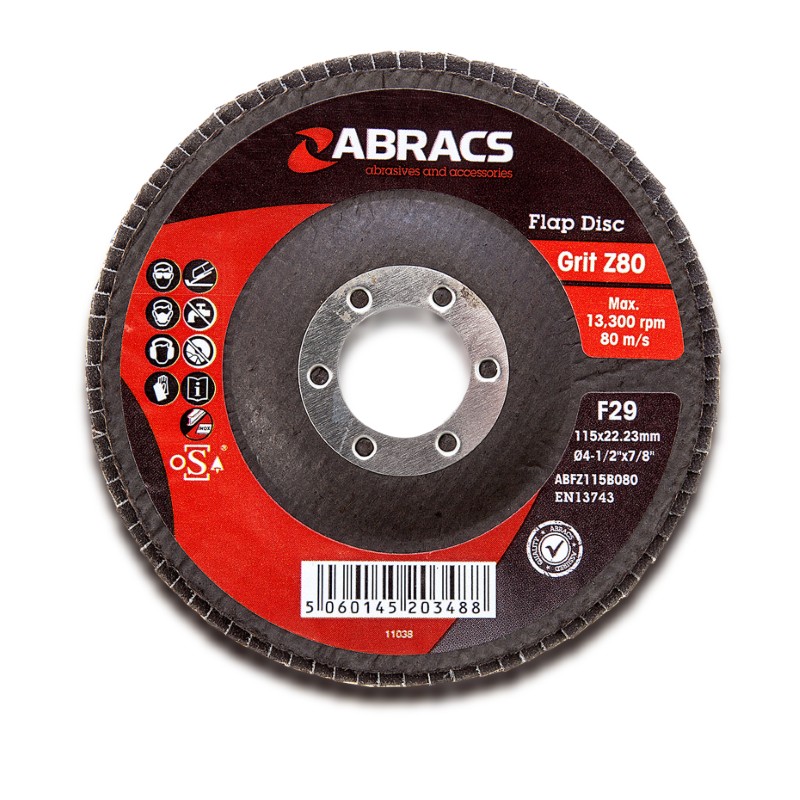 115mm x P60 Zirconium Flap Discs x4Metals & Stainless Steel Applications