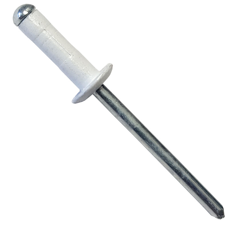 White Coloured Riv 4.8x 15mm Std Flg Pk1004.8mm x 15mm / Standard Flange