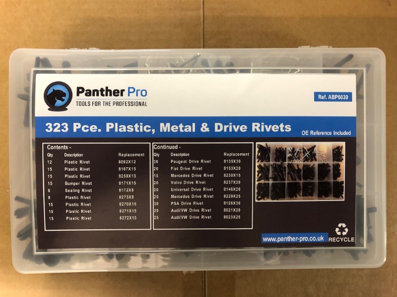 Astd Plastic Drive & Metal Rivets Box323pc