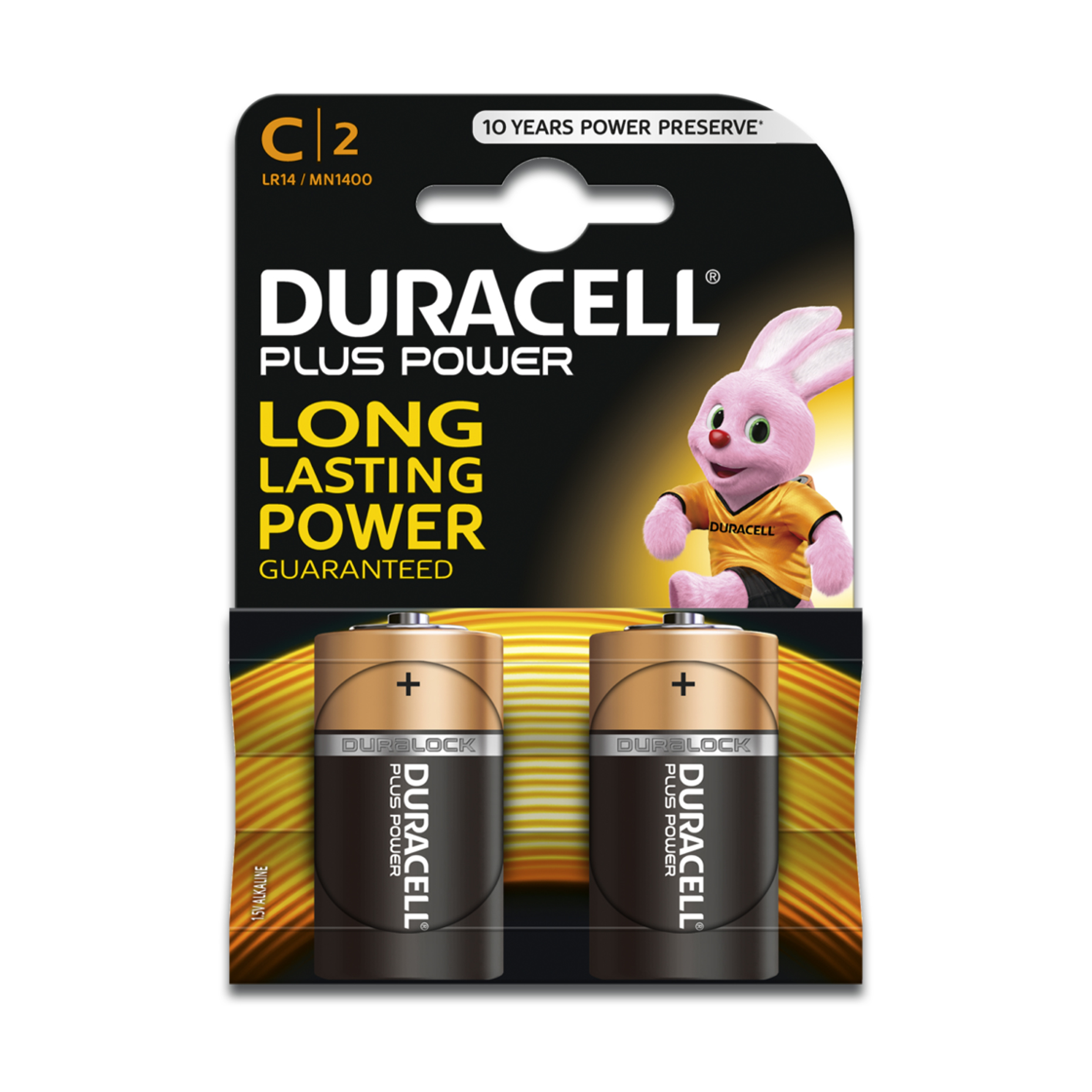 Duracell Plus C Cell Battery Pk2