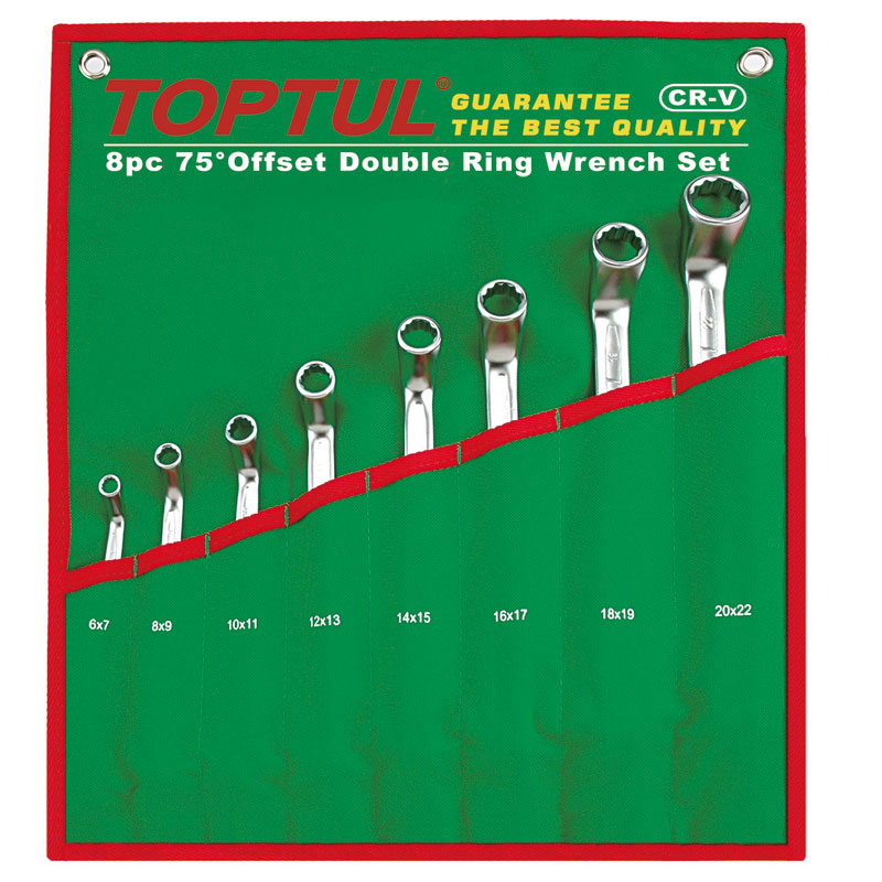 8 Pce 75 Deg Offset Double Ring Wrench Set
