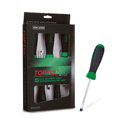 5 Pce Slotted Super-Grip Screwdriver Set