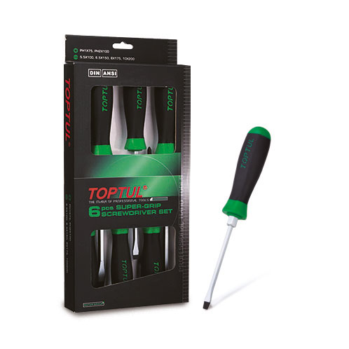 6 Pce Slotted & Phillips SuperGrip S/D SetHexagonal Screwdriver Blades