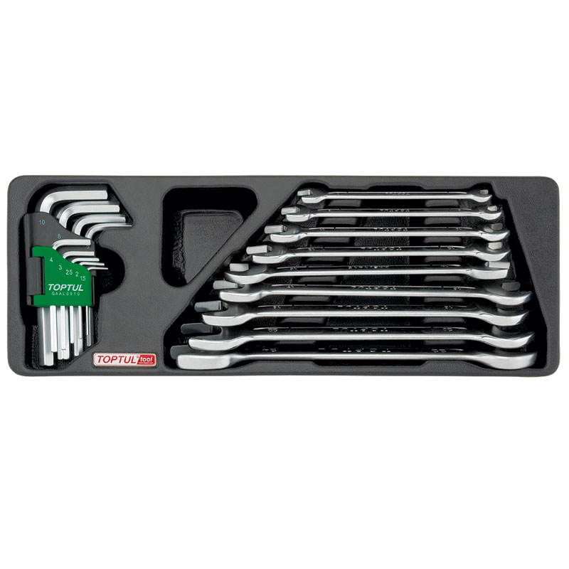 18 Pce Dble Open End Wrench Set & Hex KeysModular Tray Type A