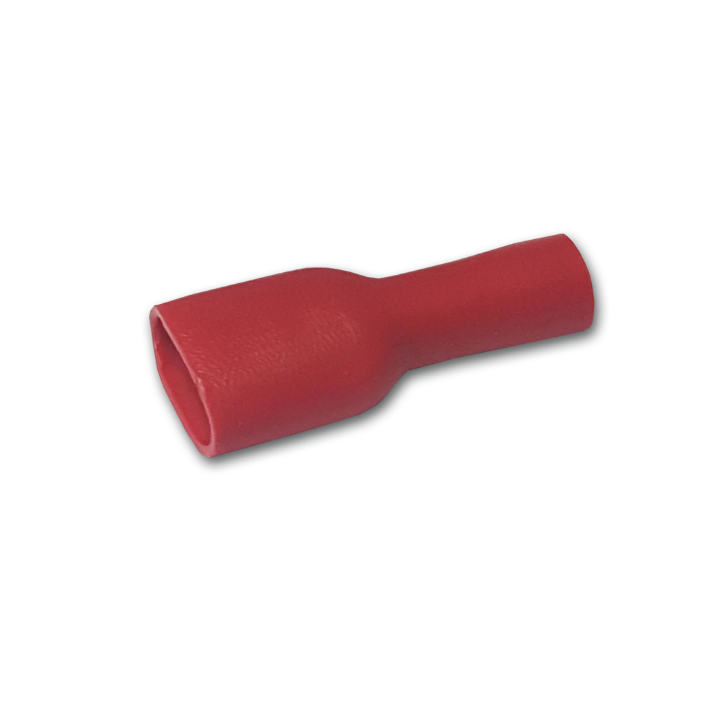 Red 4.8mm Female Push-on Ful/Ins Pk100