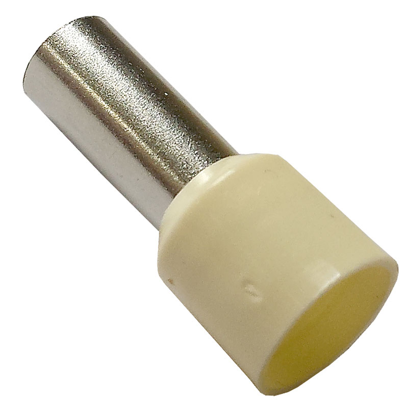 Sgl Cd/End Tnl 16.0mm2 x12.0mm Ivory Pk100Single Cord End Terminal Ferrule x100