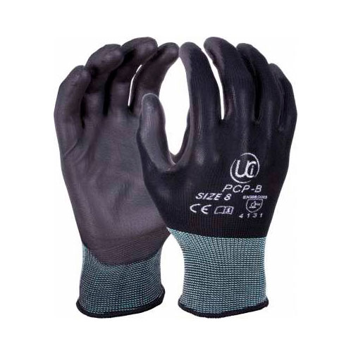 Black PU Coated Glove EN388 Small Pk10pr